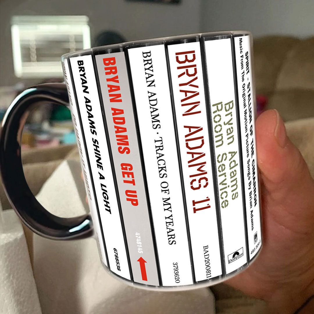 Bryan Adams Albums Cassette Collection Retro Accent Mug