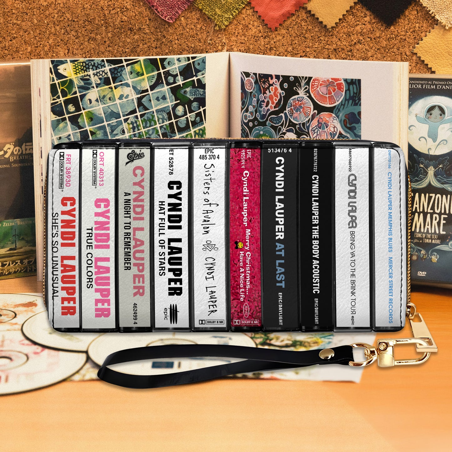 Cyndi Lauper Albums Cassette Vintage Leather Long Wallet