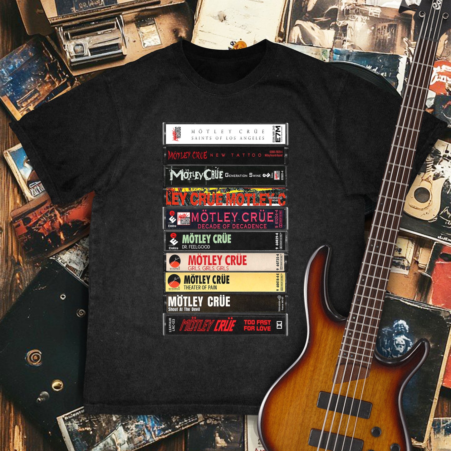 Mötley Crüe Albums Cassette Retro Collection Premium Unisex T-Shirt