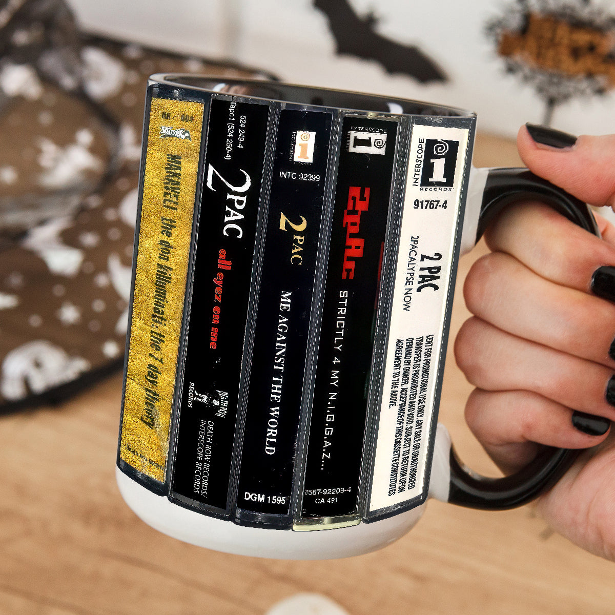 Tupac Albums Cassette Collection Retro Accent Mug