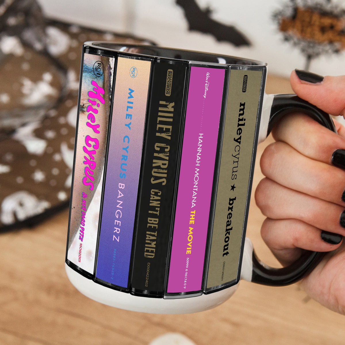 Miley Cyrus Albums Cassette Collection Retro Accent Edge-to-Edge Printed Mug