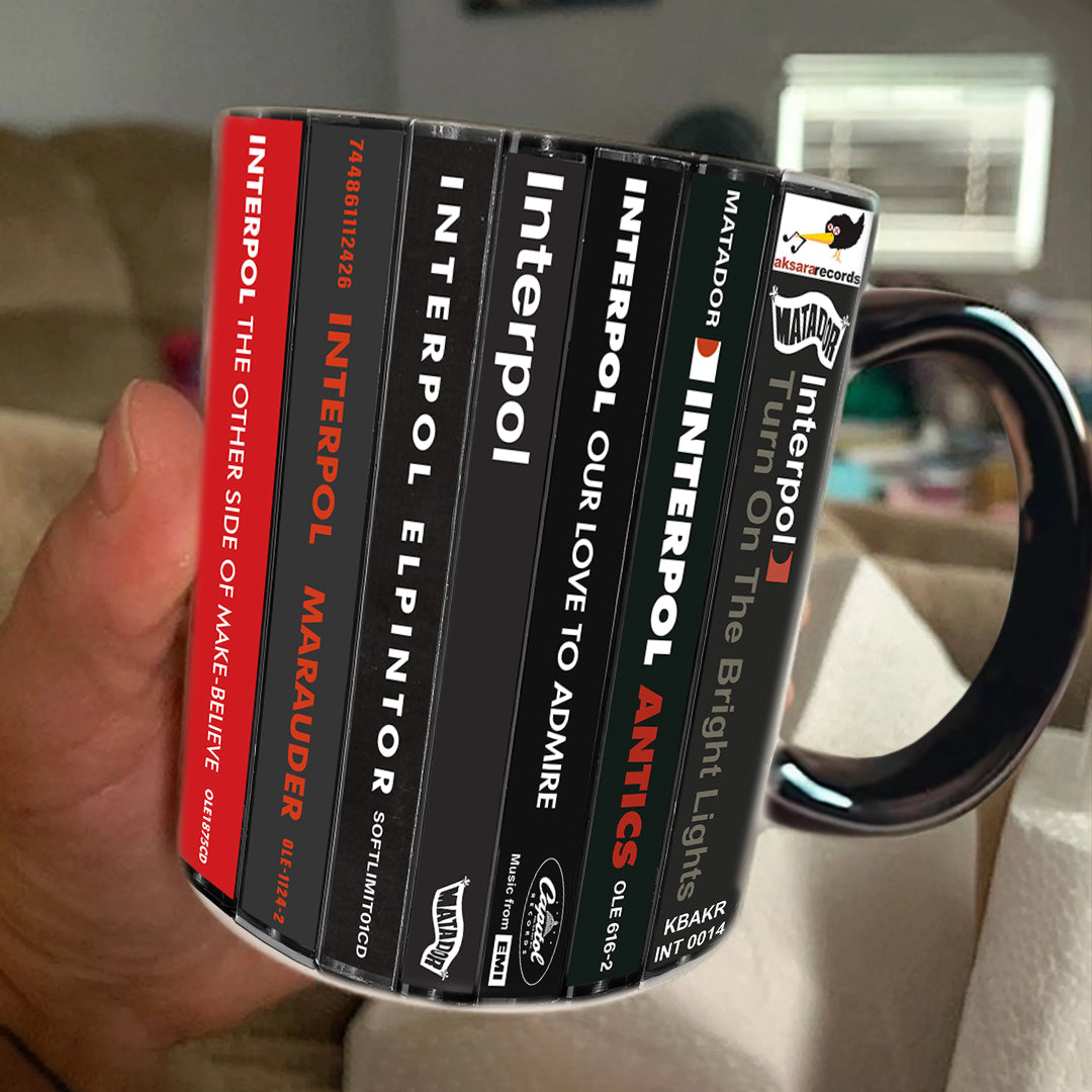 Interpol Albums Cassette Collection Retro Accent Edge-to-Edge Printed Mug