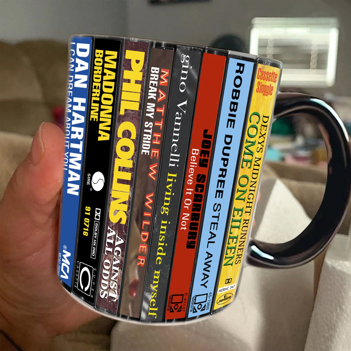 80s POP Singles Collection Albums Cassette Collection Retro Accent Edge-to-Edge Printed Mug