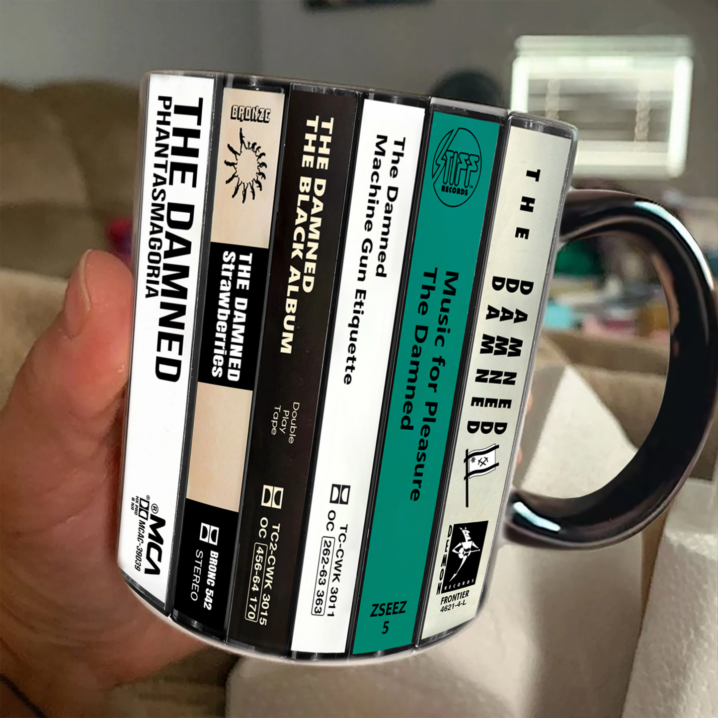 The Damned Albums Cassette Collection Retro Accent Edge-to-Edge Printed Mug