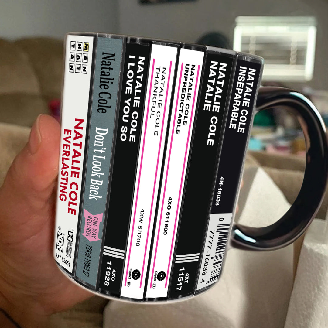 New Natalie Cole Albums Cassette Collection Retro Accent Edge-to-Edge Printed Mug
