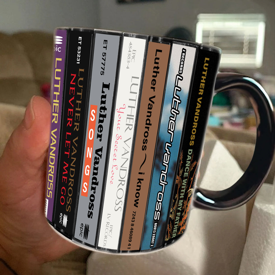 Luther Vandross Albums Cassette Collection Retro Accent Mug
