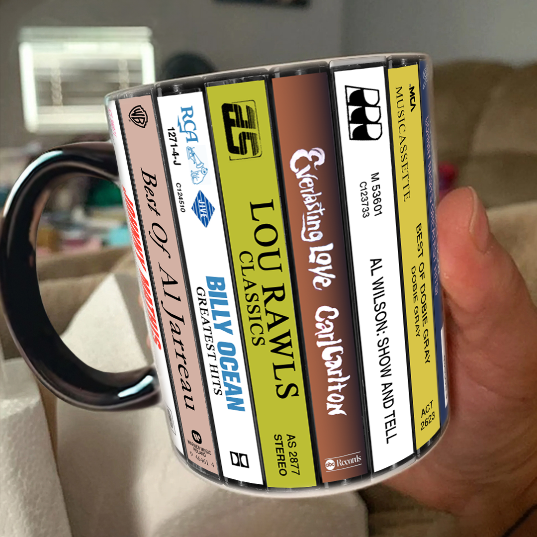 Male Soul Voices Albums Cassette Collection Retro Accent Edge-to-Edge Printed Mug