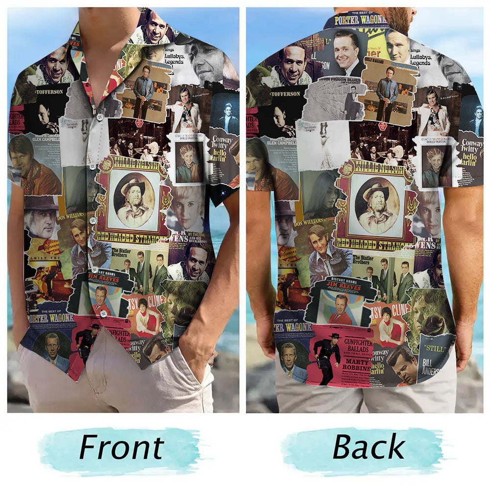 70's Country Albums Covers Collage Unisex Hawaiian Shirt