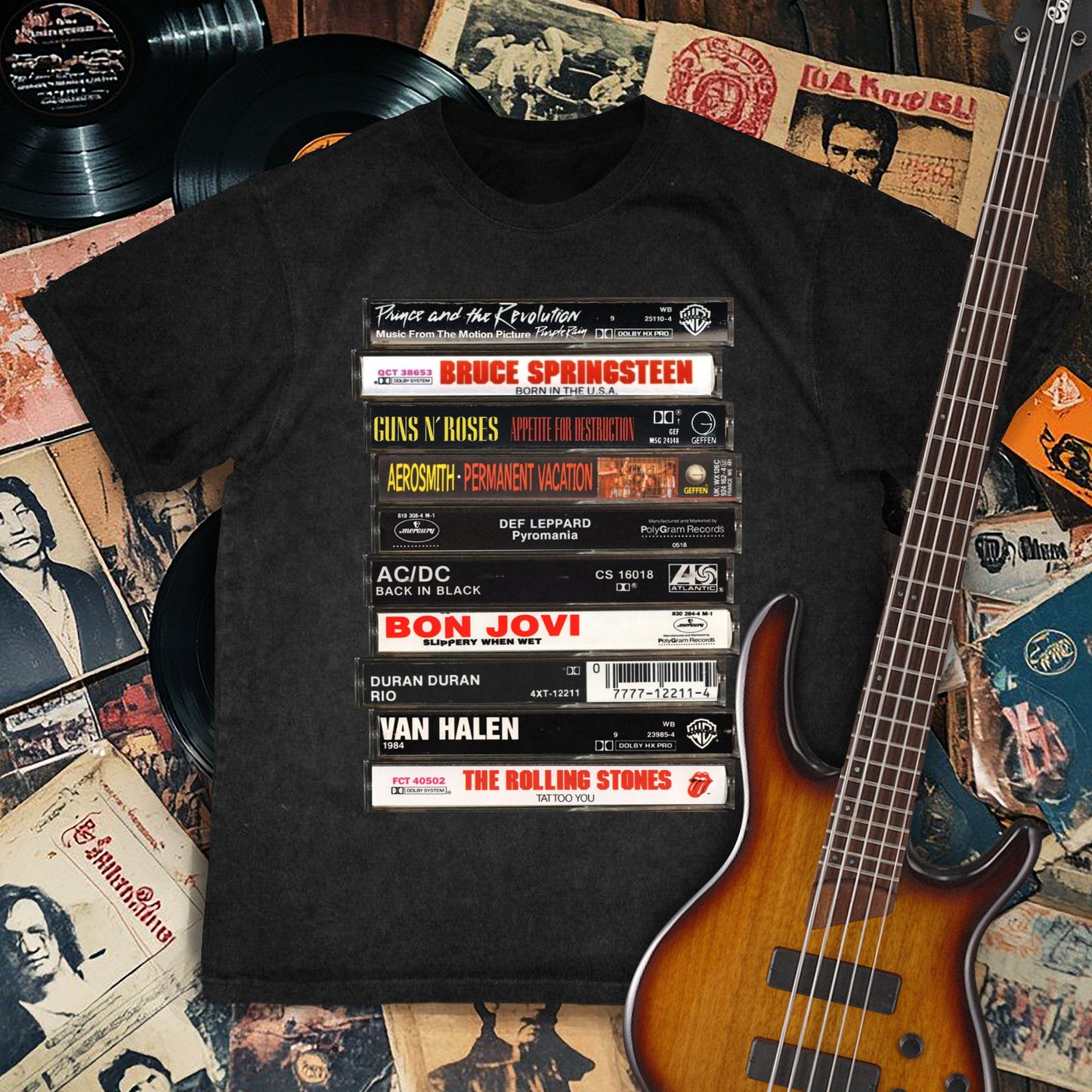 Vintage 80s Rock Cassettes Tapes Premium Unisex T-Shirt