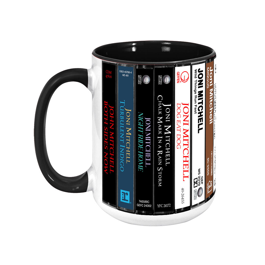 Joni Mitchell Albums Cassette Collection Retro Accent Mug