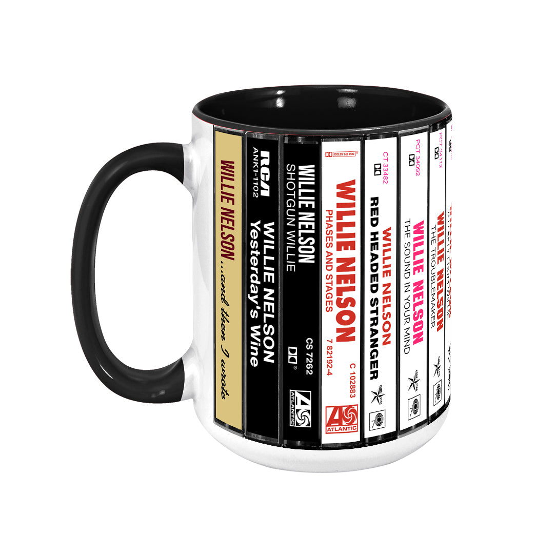 Willie Nelson Albums Cassette Collection Retro Accent Mug