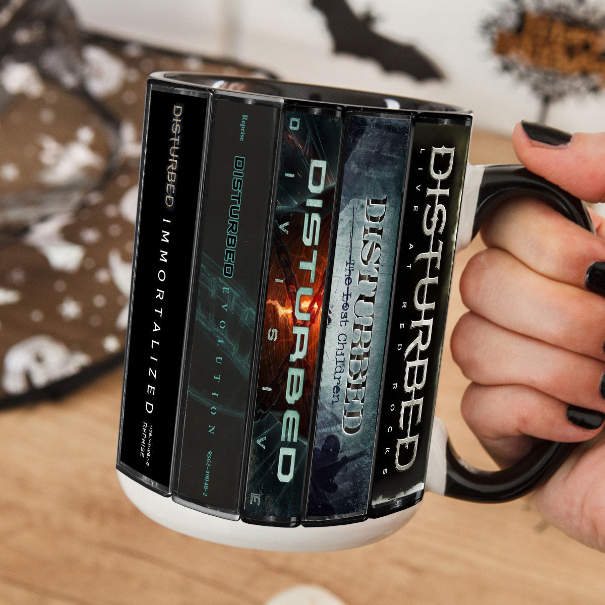 Disturbed Albums Cassette Collection Retro Accent Mug