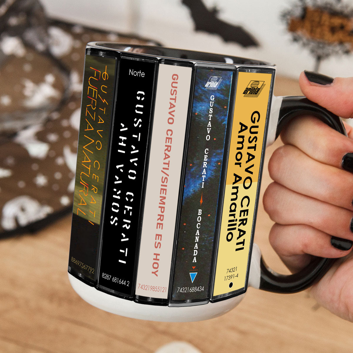Gustavo Cerati Albums Cassette Collection Retro Accent Mug