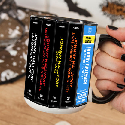 Johnny Hallyday Albums Cassette Collection Retro Accent Mug
