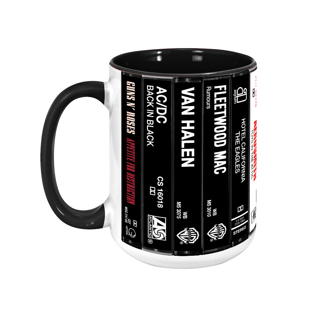 Classic Rock Band Cassette Collection Retro Accent Edge-to-Edge Printed Mug