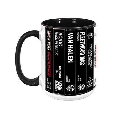 Classic Rock Band Cassette Collection Retro Accent Edge-to-Edge Printed Mug