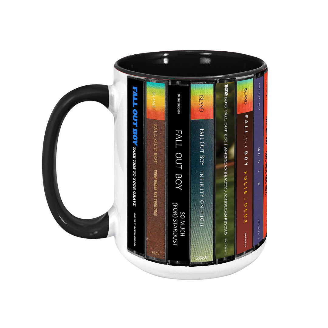 Fall Out Boy Albums Cassette Collection Retro Accent Edge-to-Edge Printed Mug