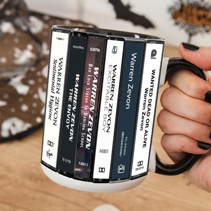 Warren Zevon Albums Cassette Collection Retro Accent Mug