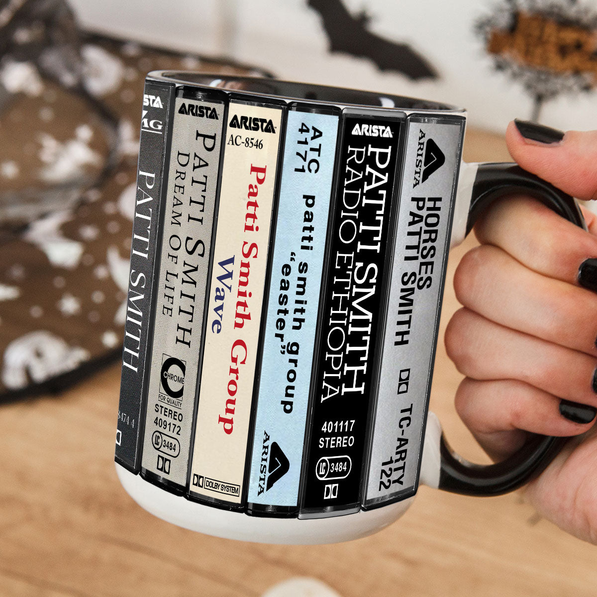 Patti Smith Albums Cassette Collection Retro Accent Mug