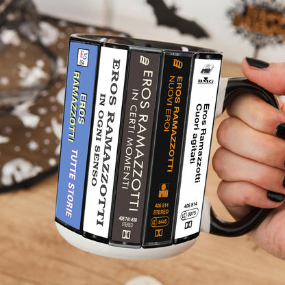 Eros Ramazzotti Albums Cassette Collection Retro Accent Mug
