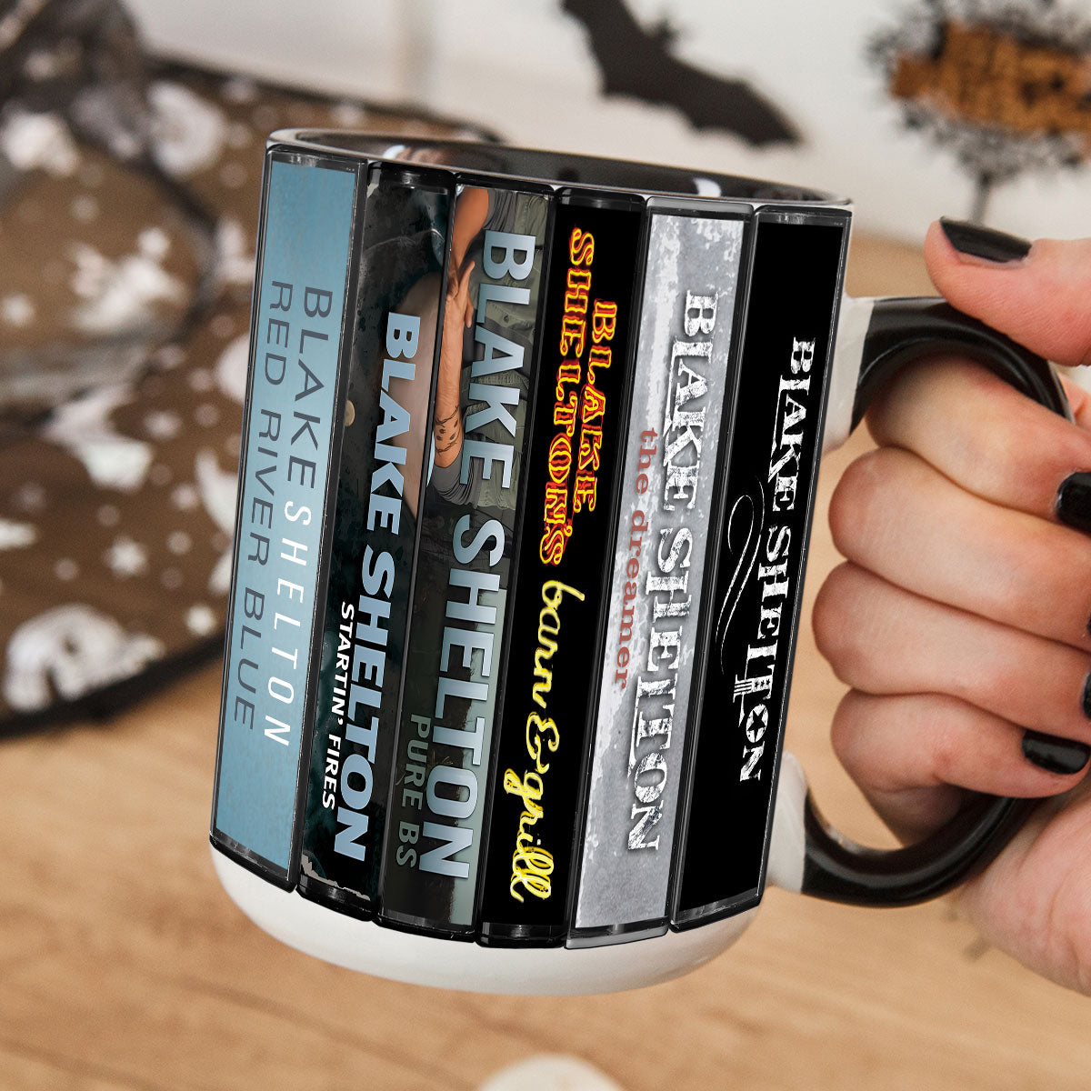 Blake Shelton Albums Cassette Collection Retro Accent Mug
