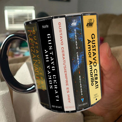 Gustavo Cerati Albums Cassette Collection Retro Accent Mug