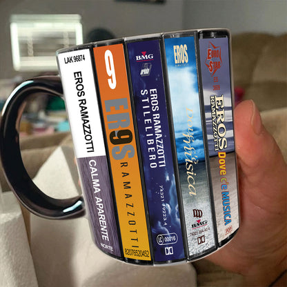 Eros Ramazzotti Albums Cassette Collection Retro Accent Mug