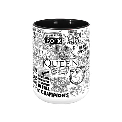 Queen Doodle Lyrics Accent Edge-to-Edge Printed Mug