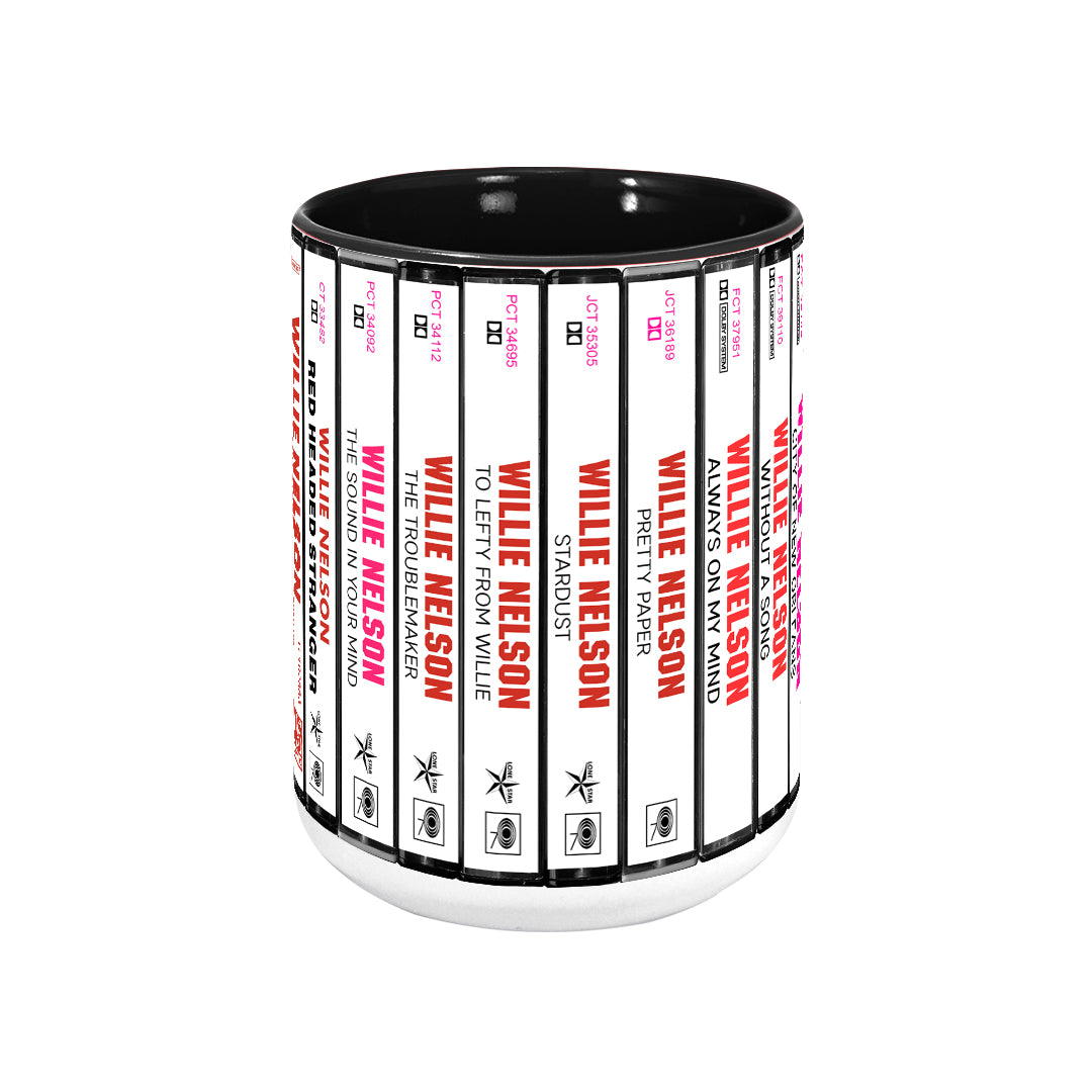 Willie Nelson Albums Cassette Collection Retro Accent Mug