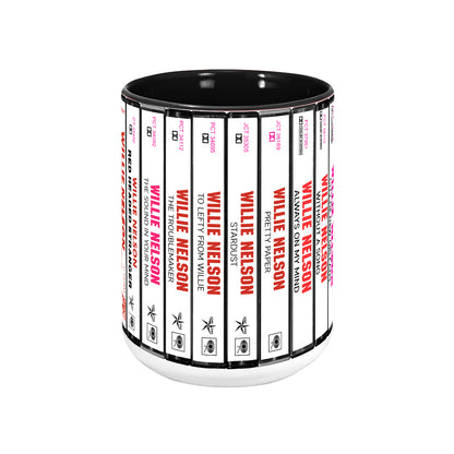 Willie Nelson Albums Cassette Collection Retro Accent Mug
