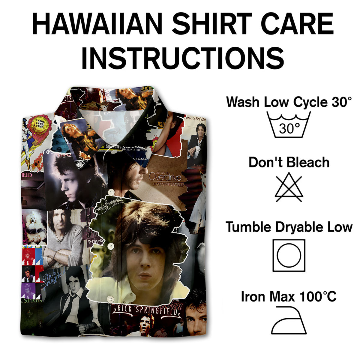 Rick Springfield Albums Covers Collage Unisex Hawaiian Shirt