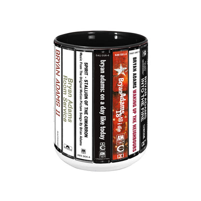 Bryan Adams Albums Cassette Collection Retro Accent Mug