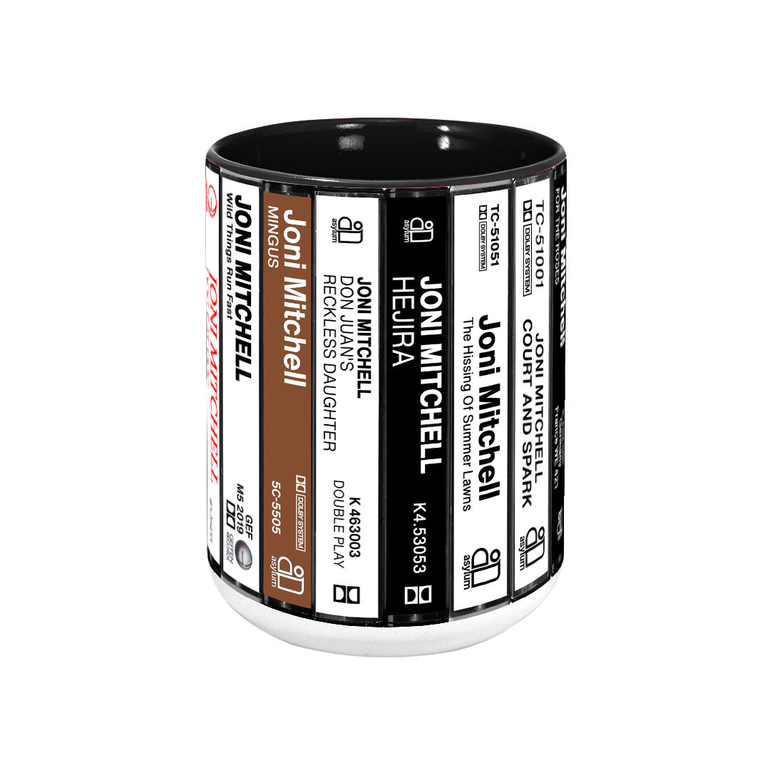 Joni Mitchell Albums Cassette Collection Retro Accent Mug