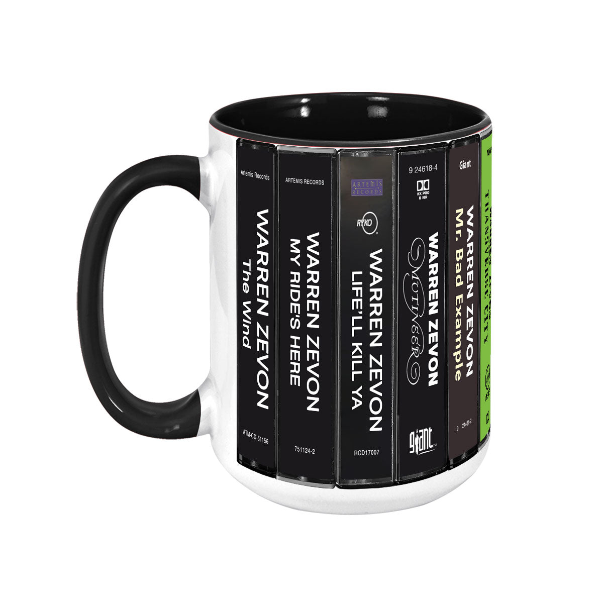 Warren Zevon Albums Cassette Collection Retro Accent Mug