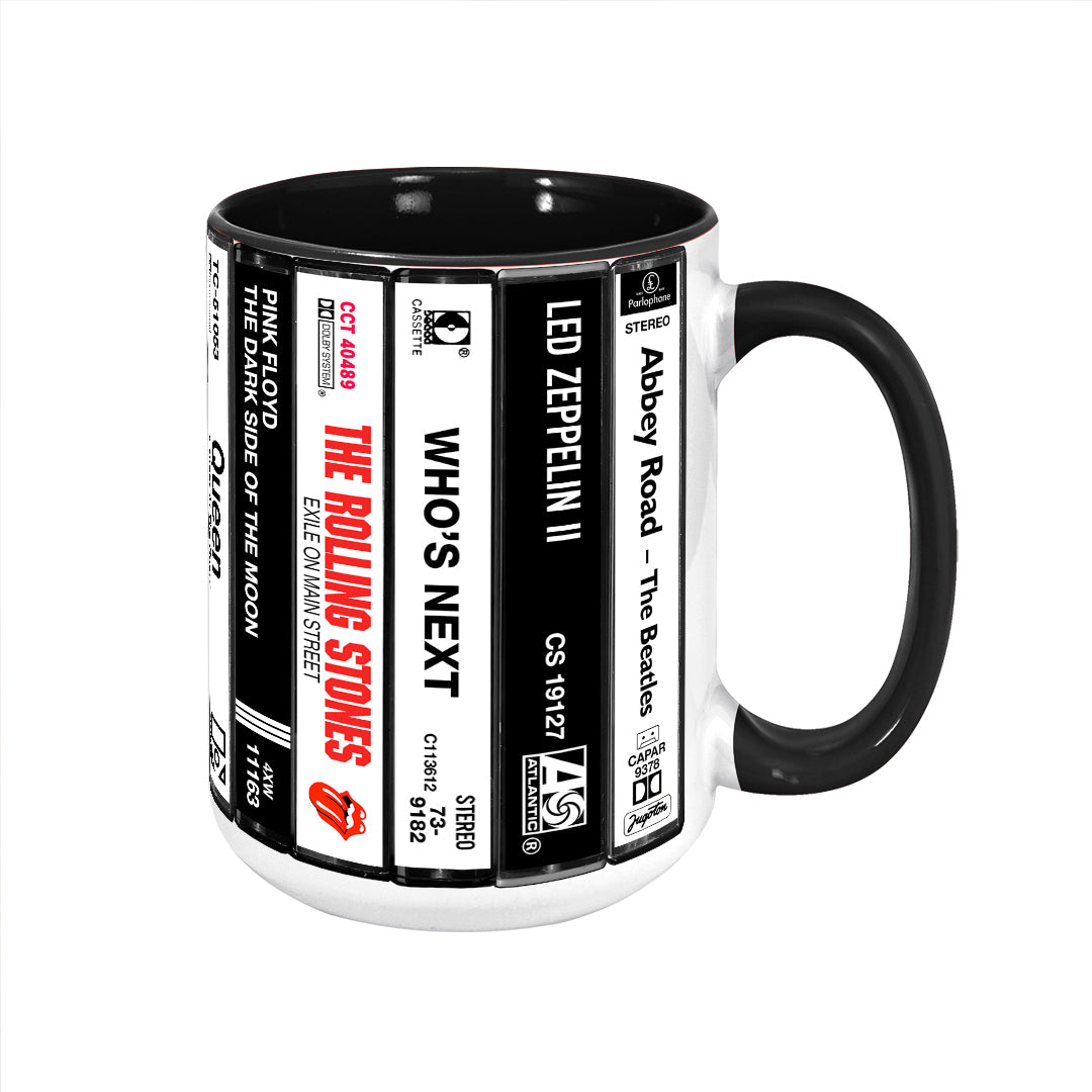 Classic Rock Band Cassette Collection Retro Accent Edge-to-Edge Printed Mug
