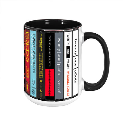 Twenty One Pilot Albums Cassette Collection Retro Accent Mug