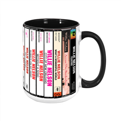 Willie Nelson Albums Cassette Collection Retro Accent Mug