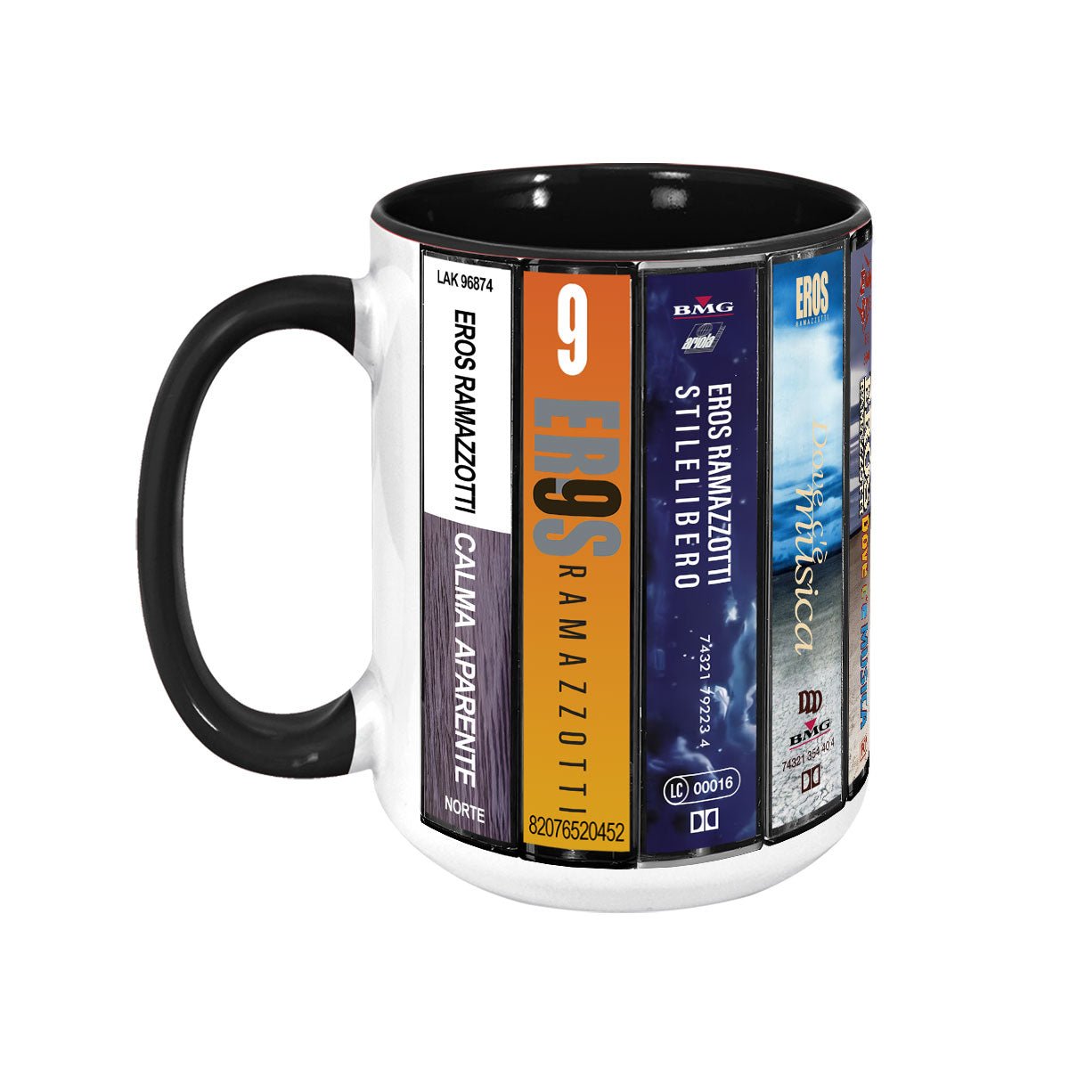 Eros Ramazzotti Albums Cassette Collection Retro Accent Mug