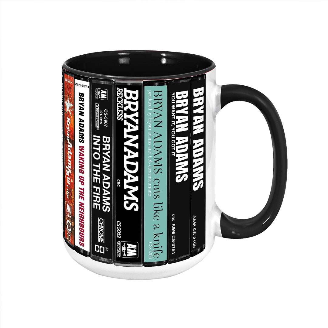 Bryan Adams Albums Cassette Collection Retro Accent Mug