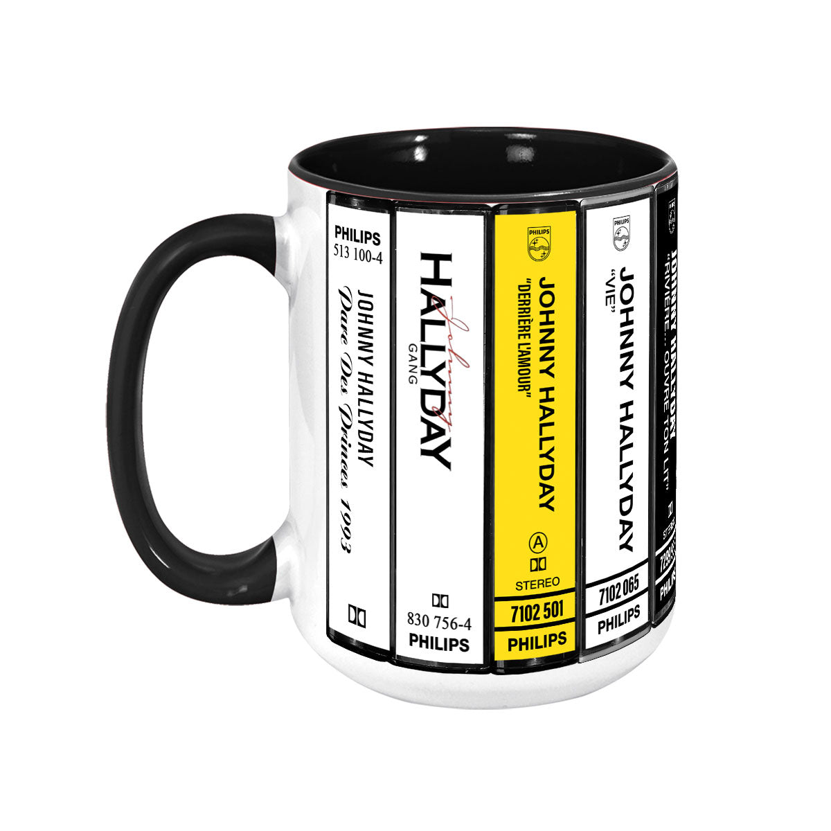 Johnny Hallyday Albums Cassette Collection Retro Accent Mug