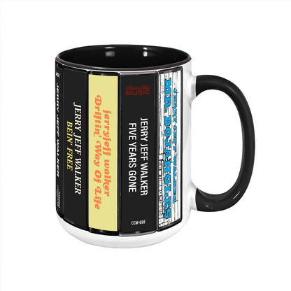 Jerry Jeff Walker Albums Cassette Collection Retro Accent Mug