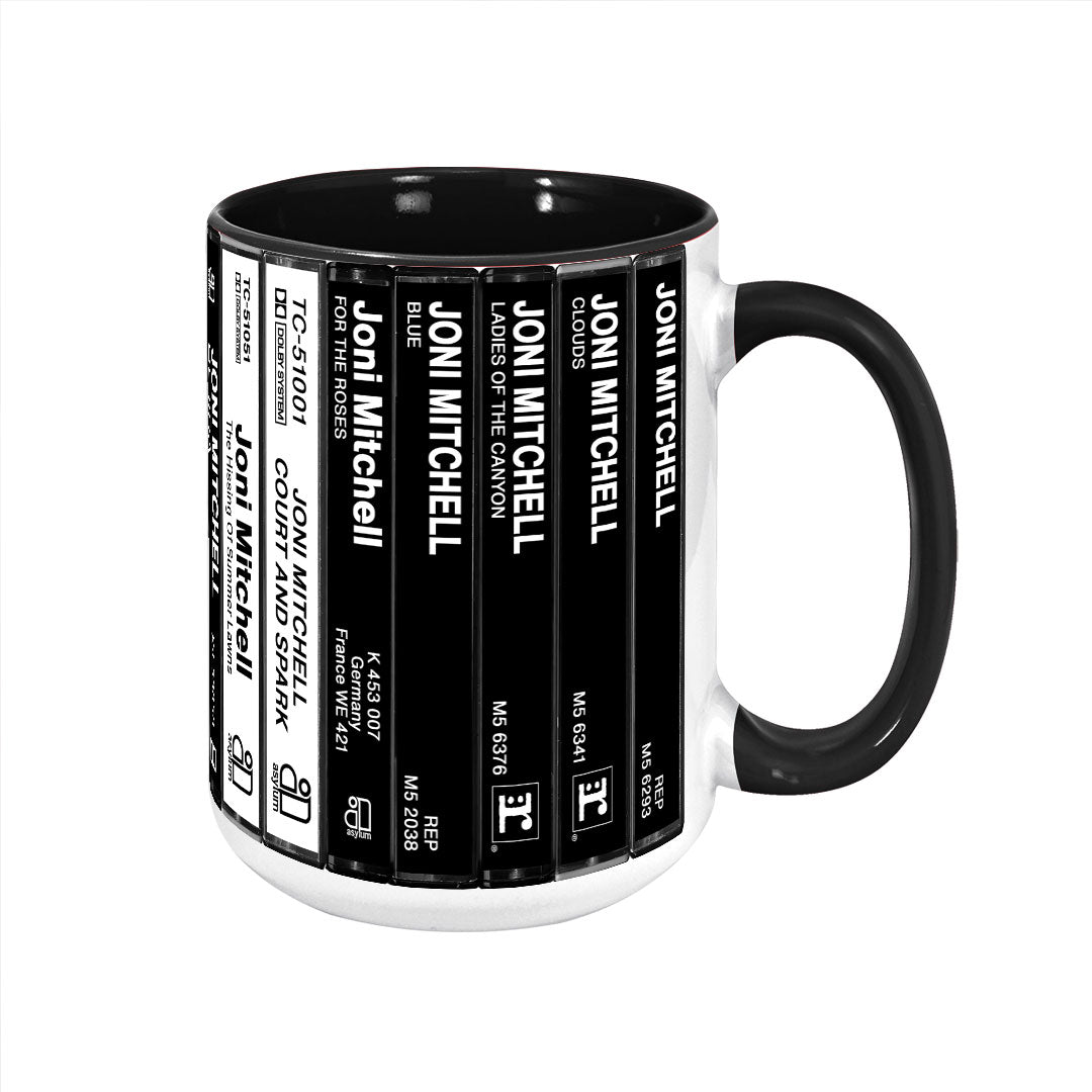 Joni Mitchell Albums Cassette Collection Retro Accent Mug