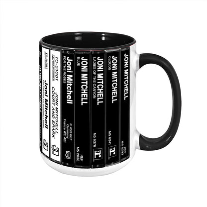 Joni Mitchell Albums Cassette Collection Retro Accent Mug