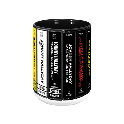 Johnny Hallyday Albums Cassette Collection Retro Accent Mug