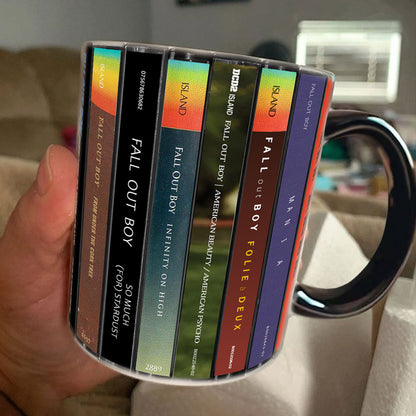 Fall Out Boy Albums Cassette Collection Retro Accent Edge-to-Edge Printed Mug