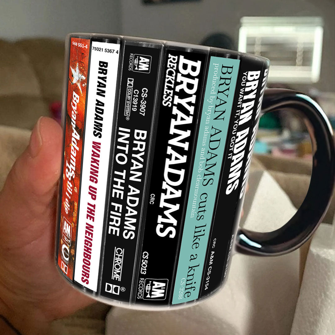 Bryan Adams Albums Cassette Collection Retro Accent Mug