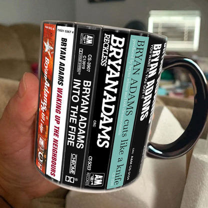 Bryan Adams Albums Cassette Collection Retro Accent Mug