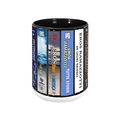 Eros Ramazzotti Albums Cassette Collection Retro Accent Mug