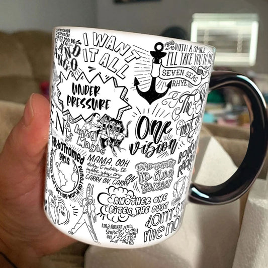 Queen Doodle Lyrics Accent Edge-to-Edge Printed Mug