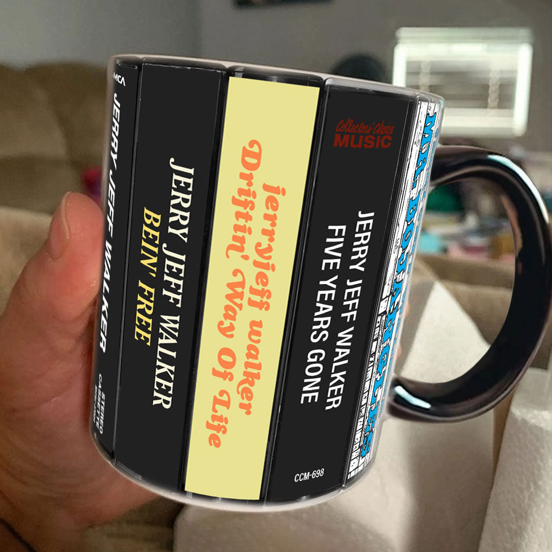 Jerry Jeff Walker Albums Cassette Collection Retro Accent Mug